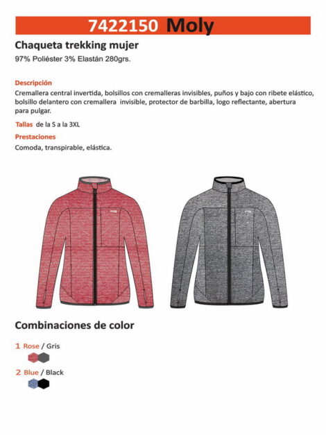 Chaqueta Trekking Poliéster/Elastano Mujer