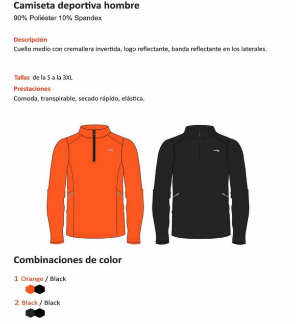 Camiseta Deportiva Poliéster/Spandex Hombre