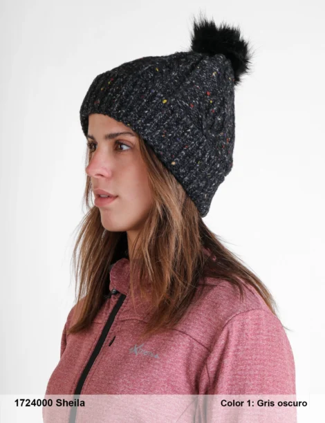 Gorro con Pompón Poliéster/Elastano Mujer - Imagen 2