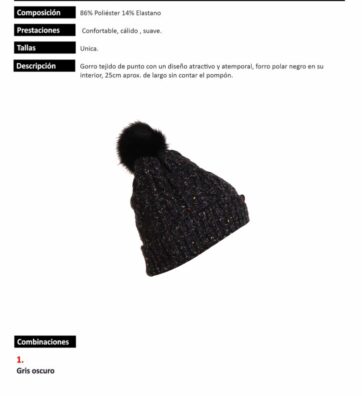 Gorro con Pompón Poliéster/Elastano Mujer