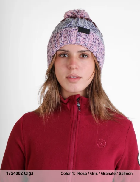 Gorro con Pompón Poliéster/Elastano Mujer