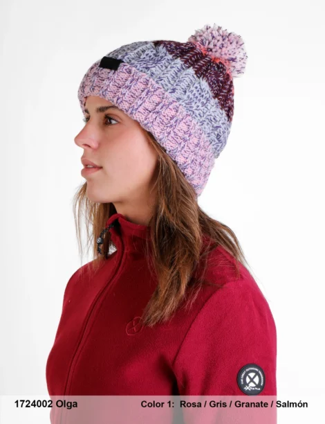 Gorro con Pompón Poliéster/Elastano Mujer - Imagen 2