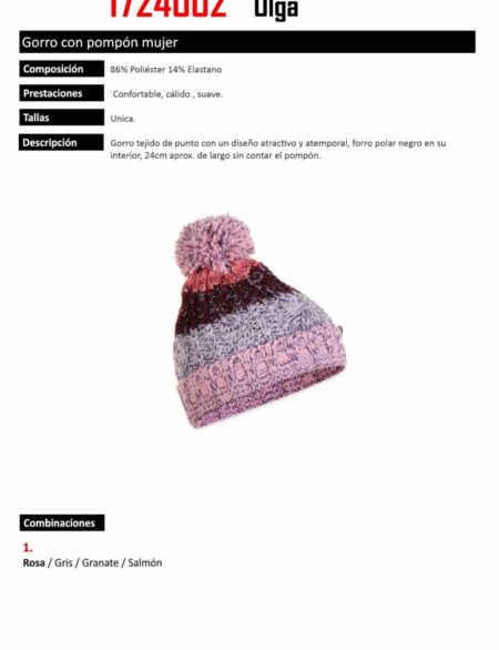 Gorro con Pompón Poliéster/Elastano Mujer