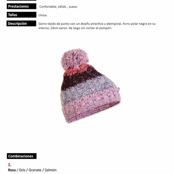 Gorro con Pompón Poliéster/Elastano Mujer