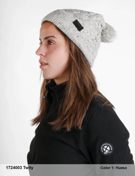 Gorro con Pompón Poliéster/Elastano Mujer - Imagen 2