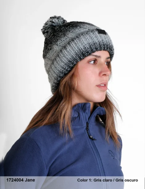 Gorro con Pompón Poliéster/Elastano Mujer