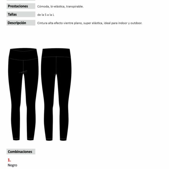 Leggin Fitness Poliéster/Elastano Mujer